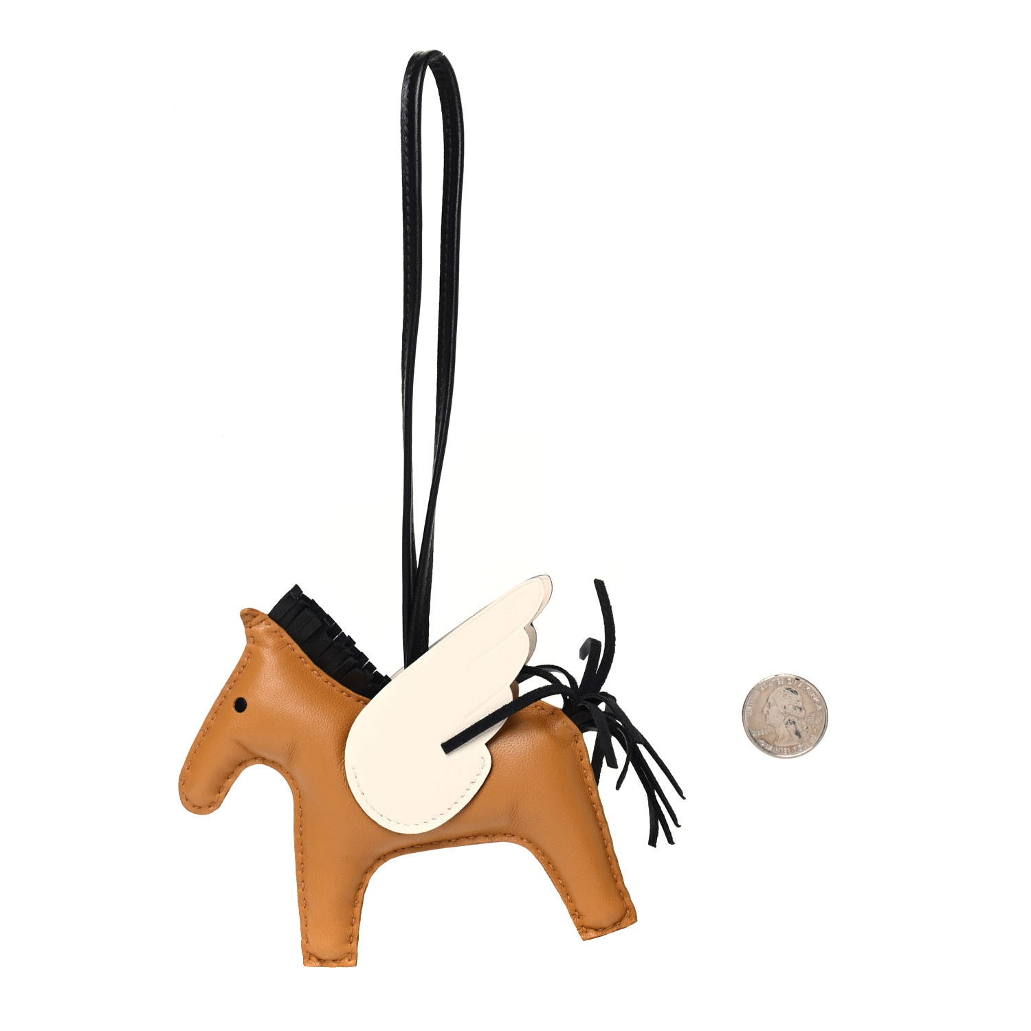 Hermes Milo Lambskin Grigri Rodeo Pegase Horse Bag Charm MM Sesame Black Nata 2 of 3