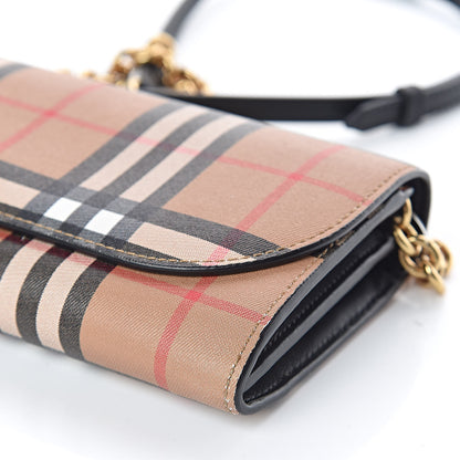 Burberry Vintage Check Henley Wallet On Chain Black 6 of 13