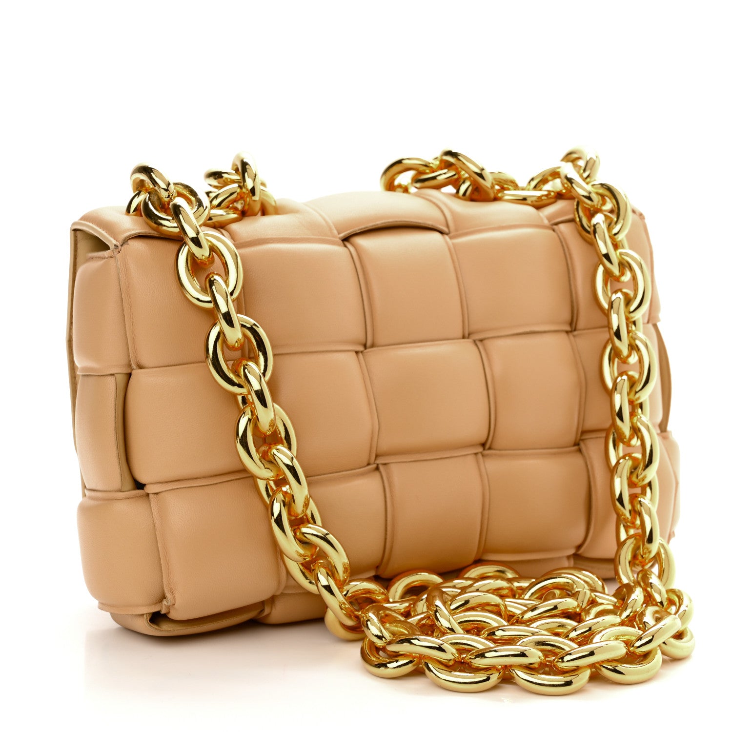 Bottega Veneta Lambskin Maxi Intreccio Padded Chain Cassette Crossbody Bag Almond 3 of 11