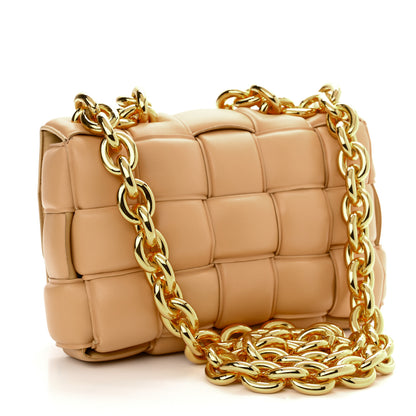 Bottega Veneta Lambskin Maxi Intreccio Padded Chain Cassette Crossbody Bag Almond 3 of 11