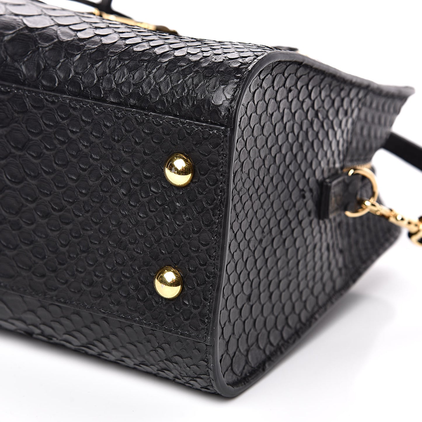 Python Calfskin Embossed Monogram Baby Cabas Black