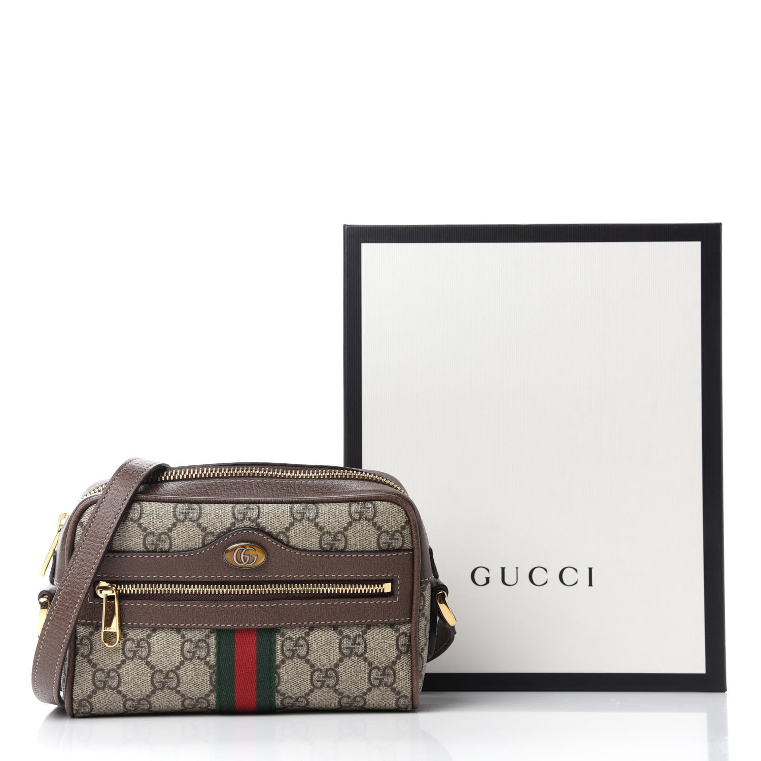 Gucci GG Supreme Monogram Web Mini Ophidia Shoulder Bag Brown 13 of 13
