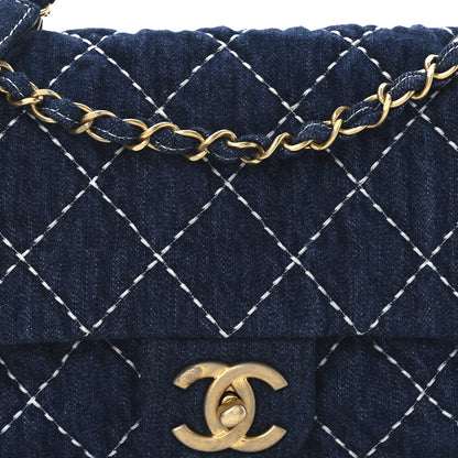 Chanel Denim Quilted Medium Denim Trip Single Flap Blue 8 of 10