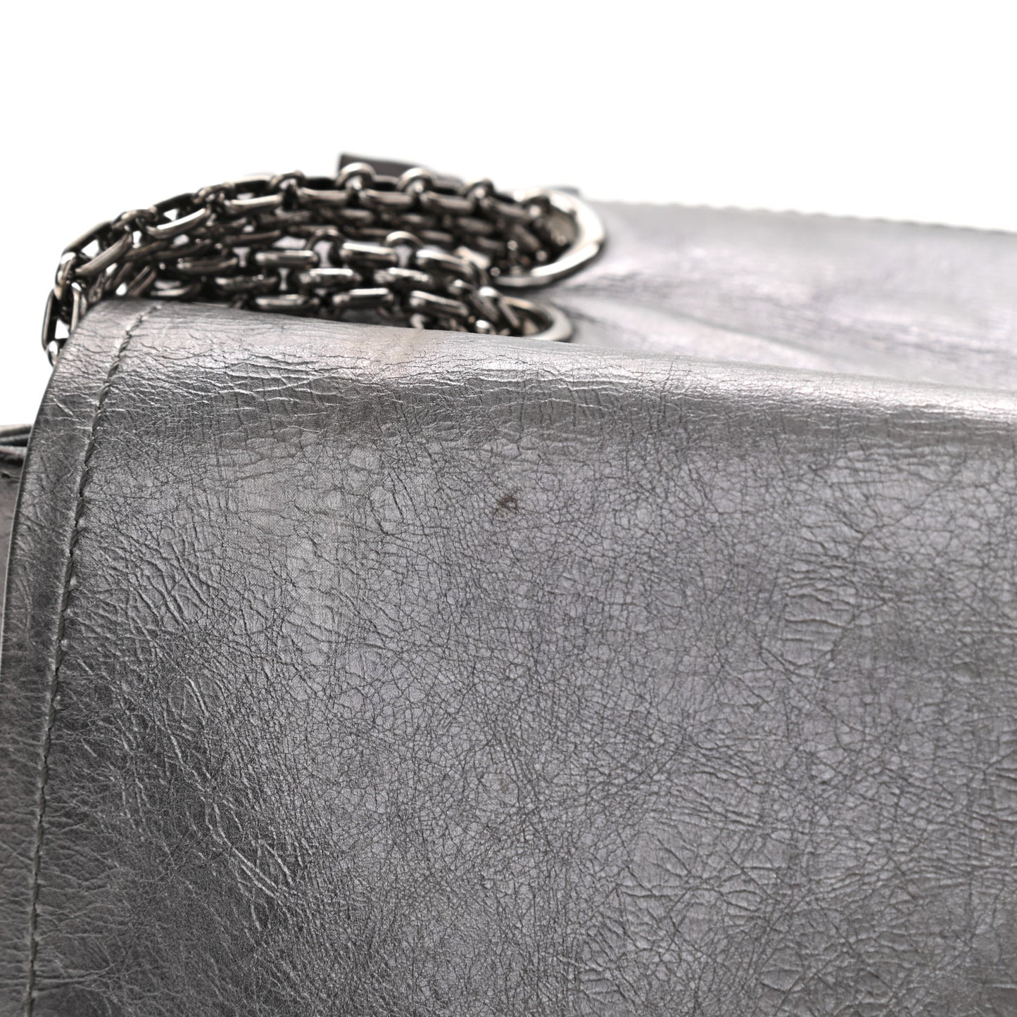 Metallic Aged Calfskin Quilted 2.55 Reissue 227 Flap Dark Silver