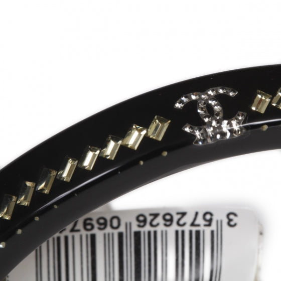 Resin Crystal Baguette Bracelet Black 11P