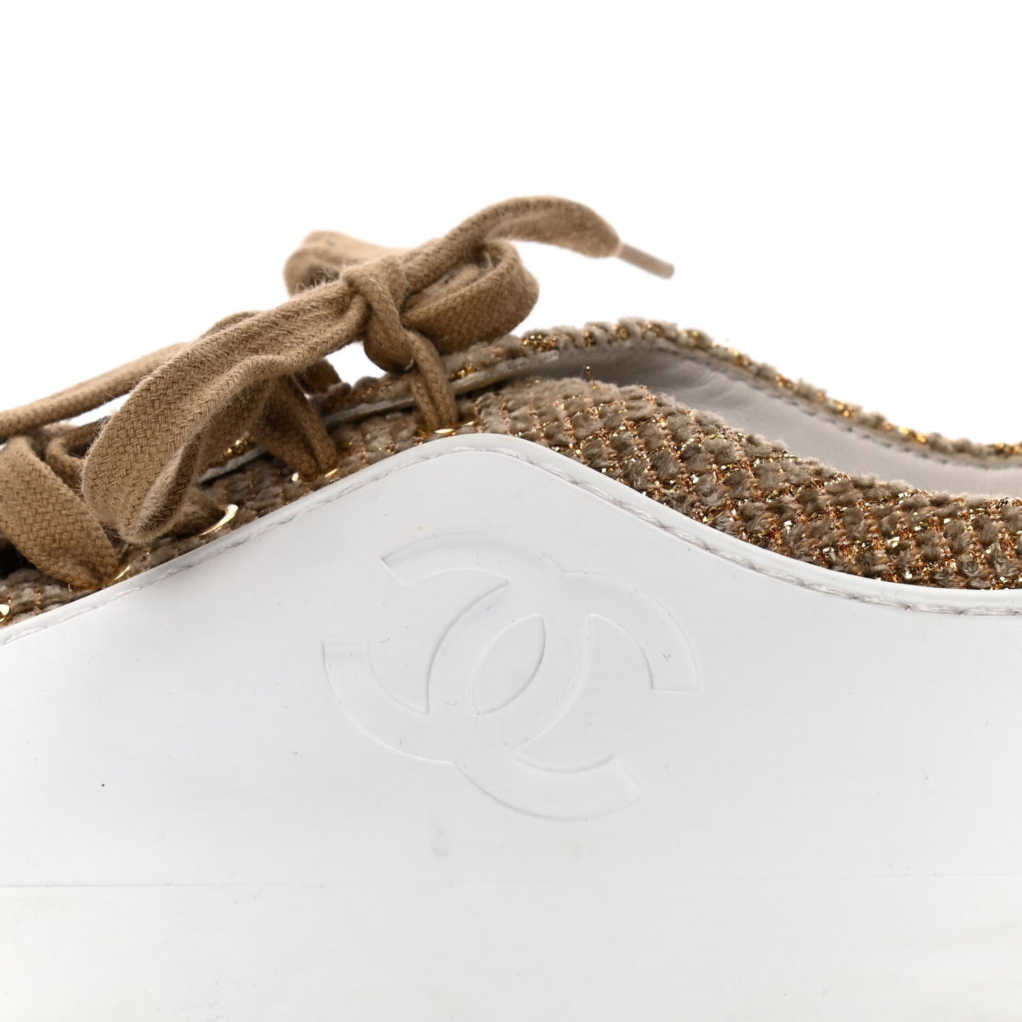 Fantasy Tweed Sneakers 40.5 Beige Gold
