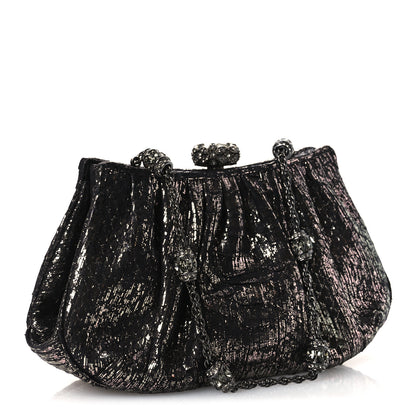 Judith Leiber Snakeskin Crystal Evening Clutch Black Silver 3 of 10