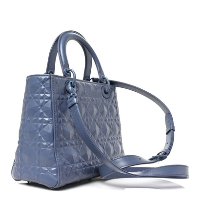 Christian Dior Calfskin Cannage Diamond Cannage Medium Lady Dior Blue 3 of 8