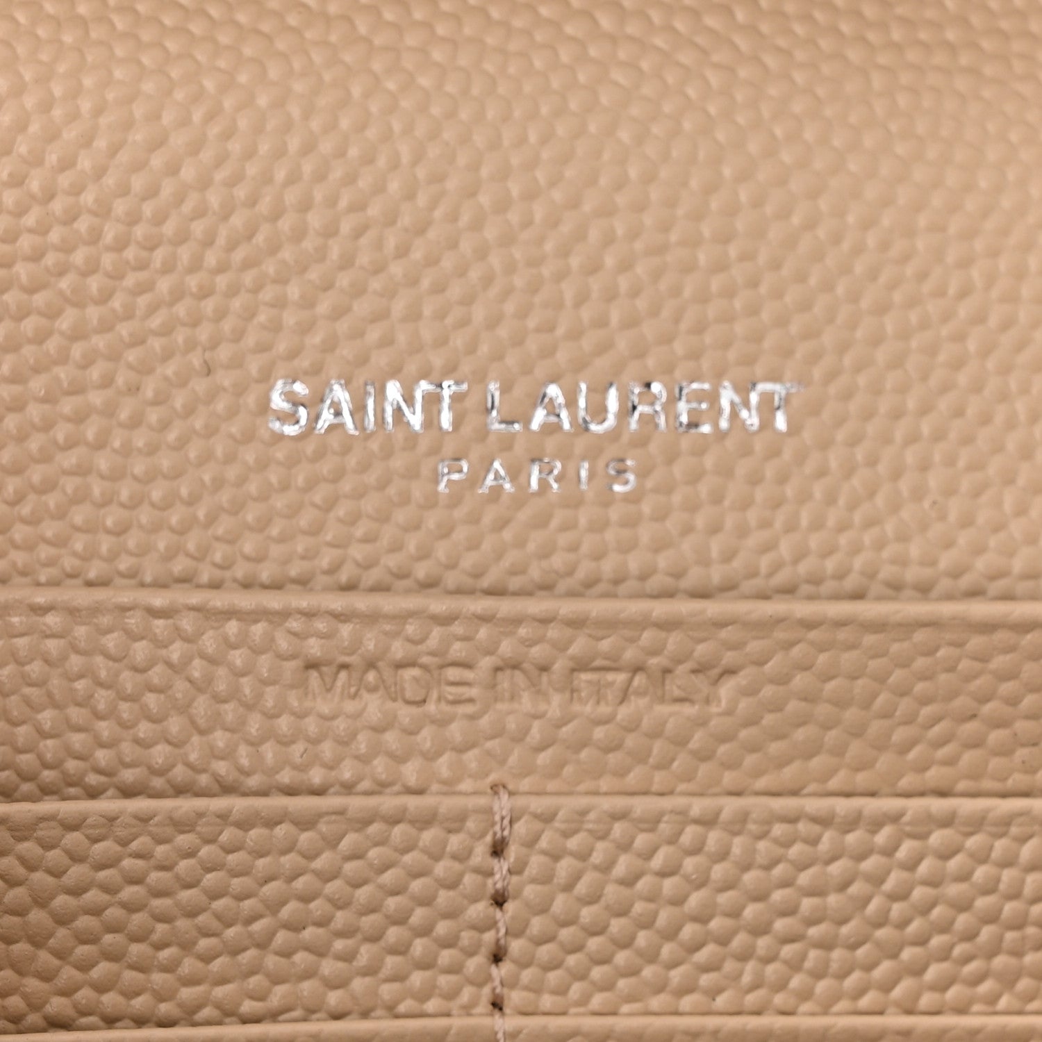 Saint Laurent Grain De Poudre Matelasse Chevron Monogram Chain Wallet Nude Powder 6 of 10
