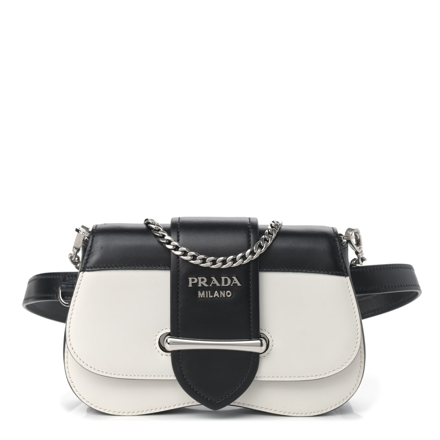 City Calfskin Sidonie Belt Bag White Black
