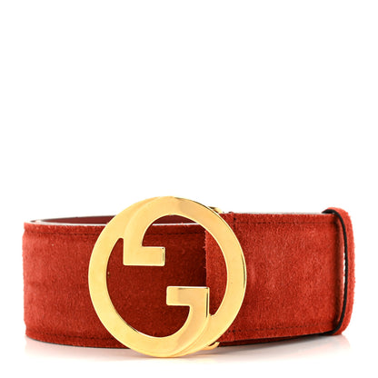 Gucci Suede Cudu Blondie Wide Belt 85 34 Blondie Red 1 of 6