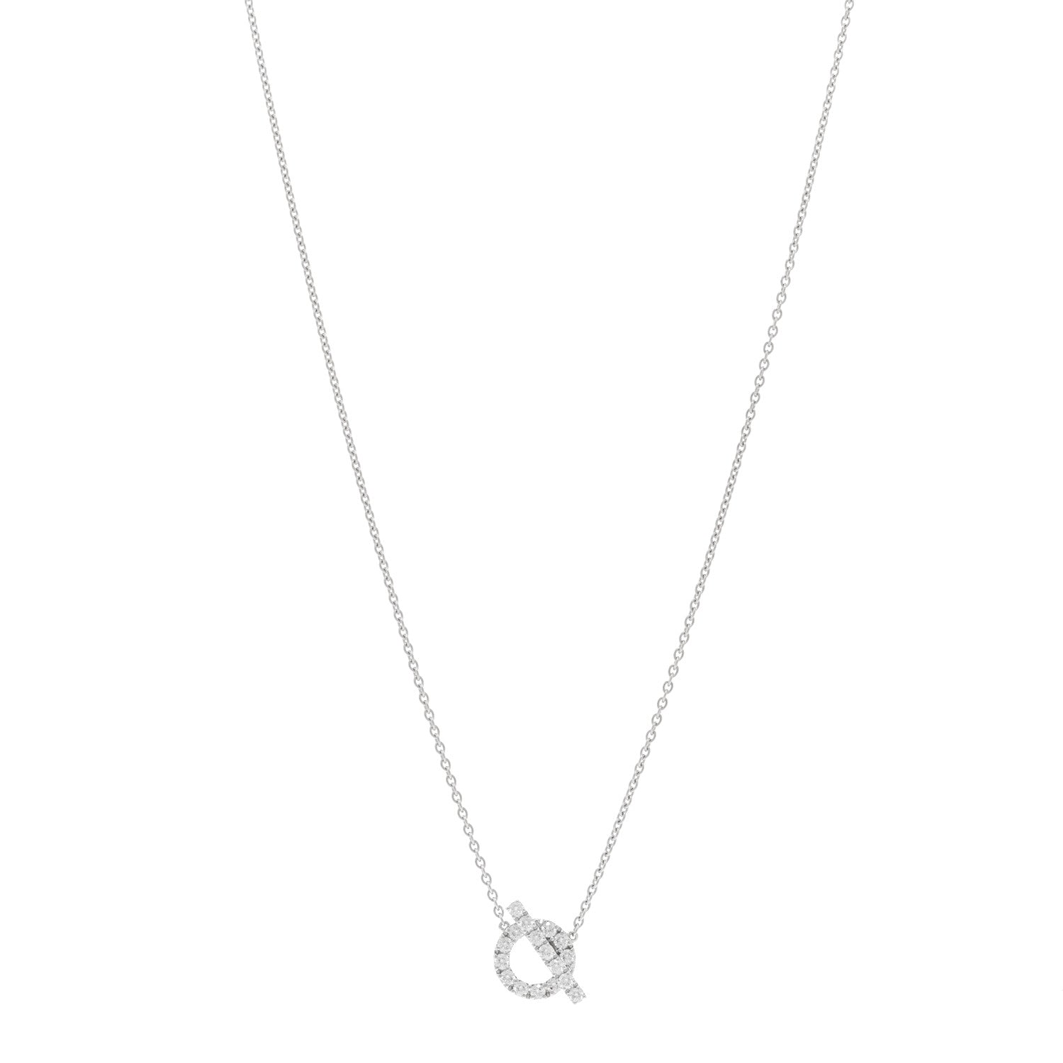 Hermes 18K White Gold Diamond Finesse Pendant Necklace 1 of 6