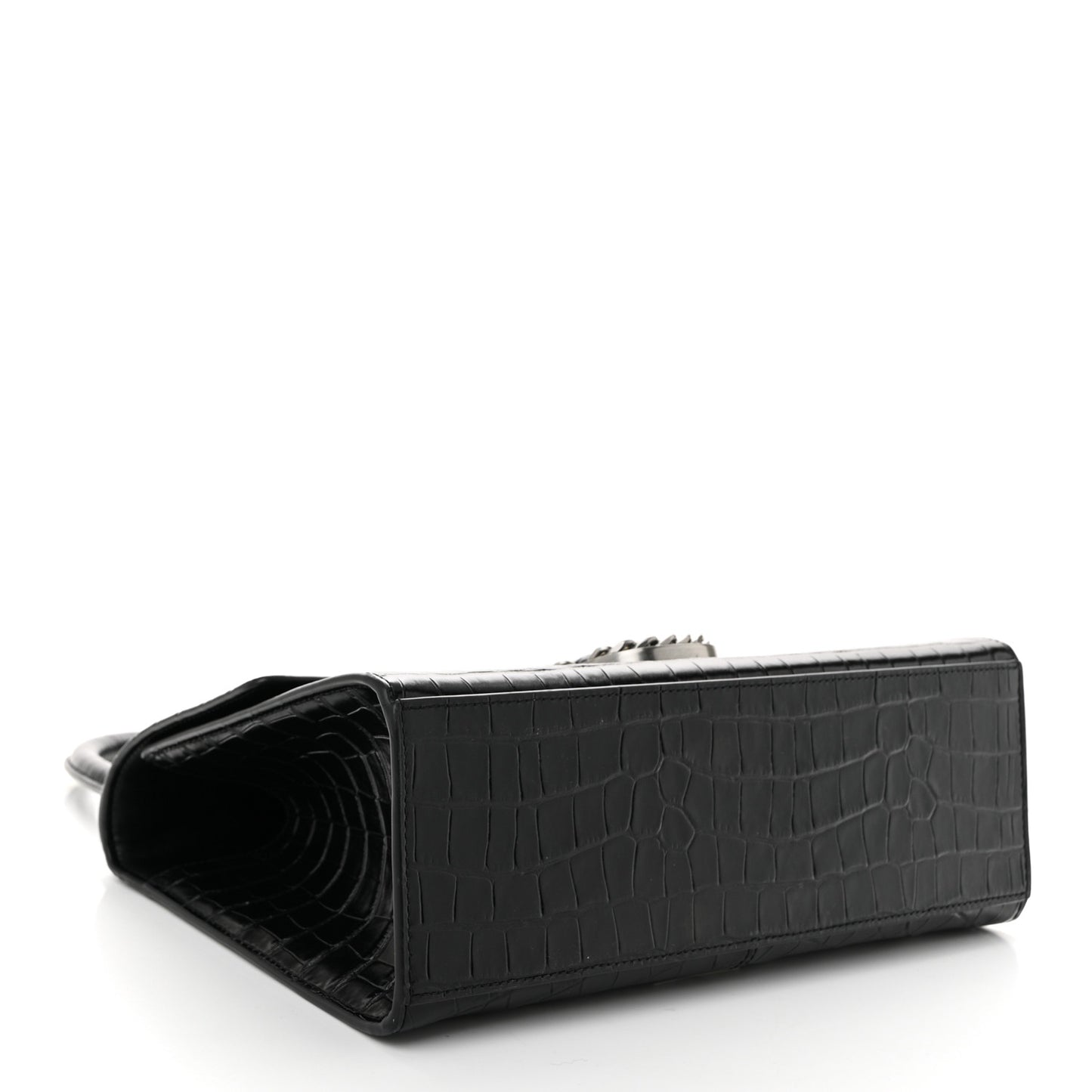Calfskin Crocodile Embossed The St Marc Large Top Handle Bag Black