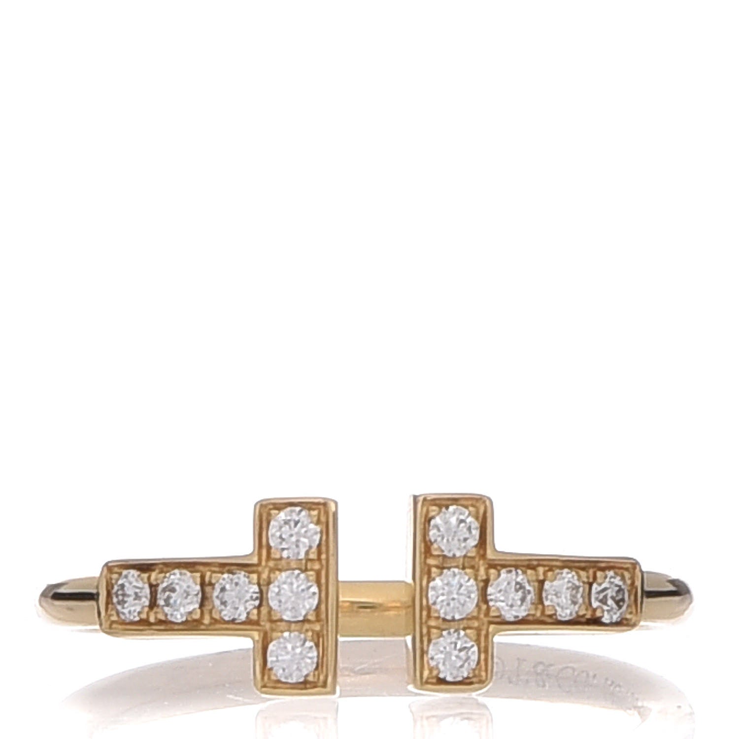 Tiffany 18K Yellow Gold Diamond T Wire Ring 47 4 1 of 4