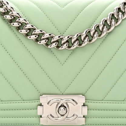 Chanel Calfskin Chevron Quilted Medium Boy Flap Green 7 of 9