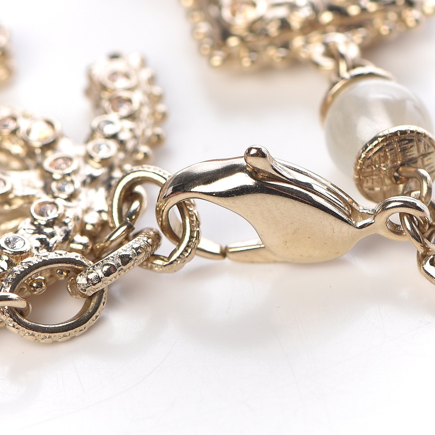 Pearl Beaded Crystal CC Bracelet Pink Gold