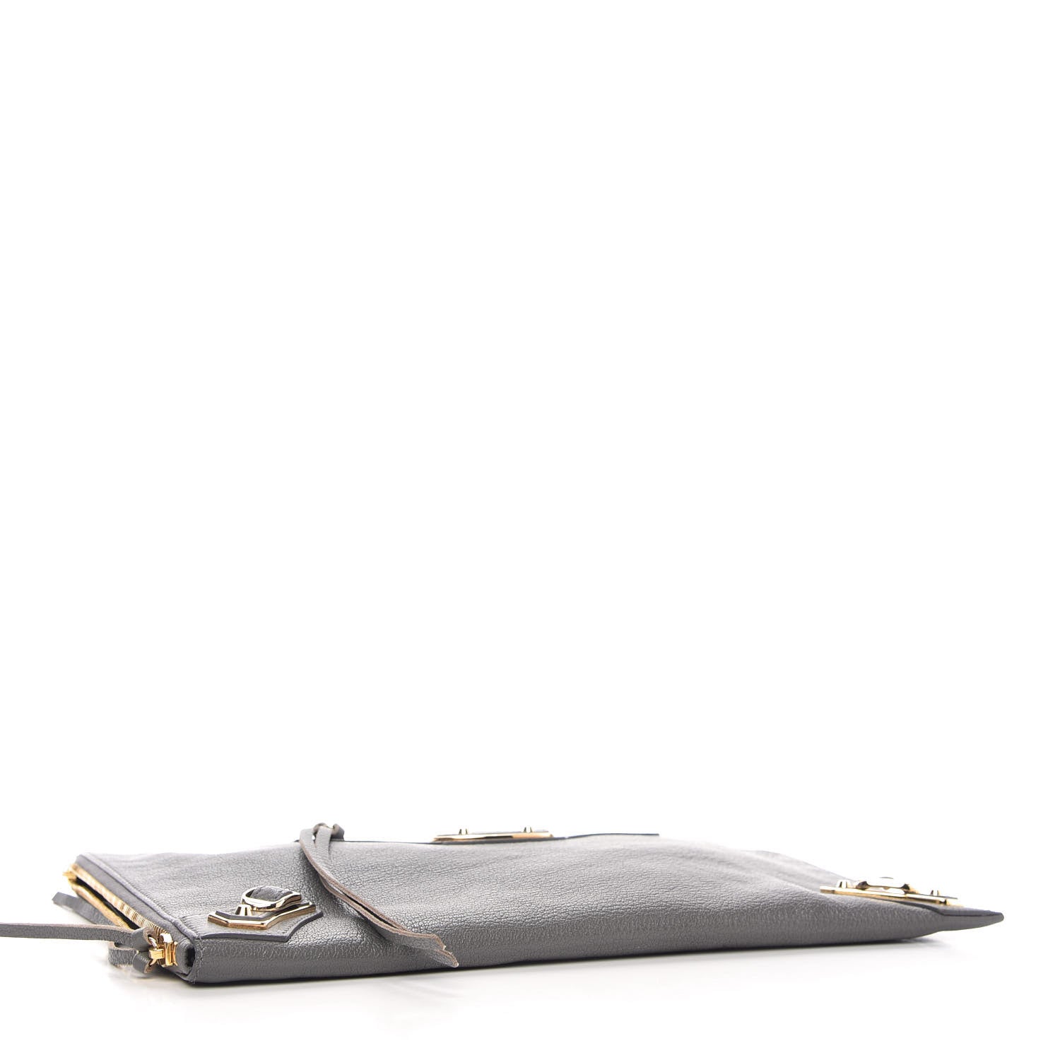 Balenciaga Chevre Gold Metallic Edge Hardware Pouch Gris Acier 4 of 10