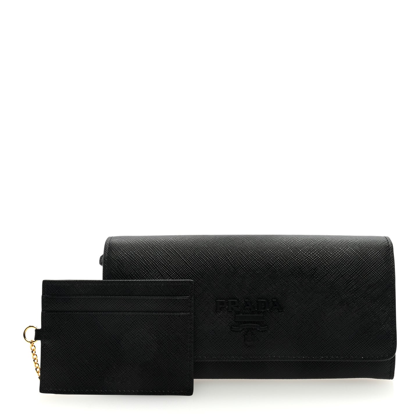 Saffiano Metal Continental Flap Wallet Black