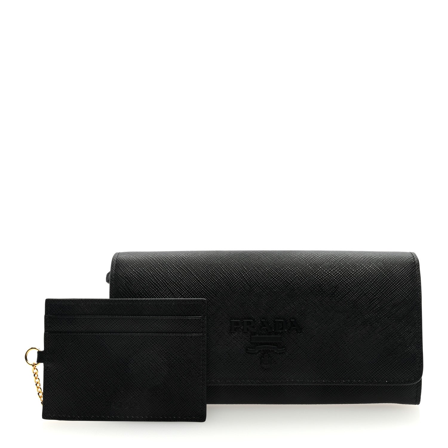 Prada Saffiano Metal Continental Flap Wallet Black 1 of 7