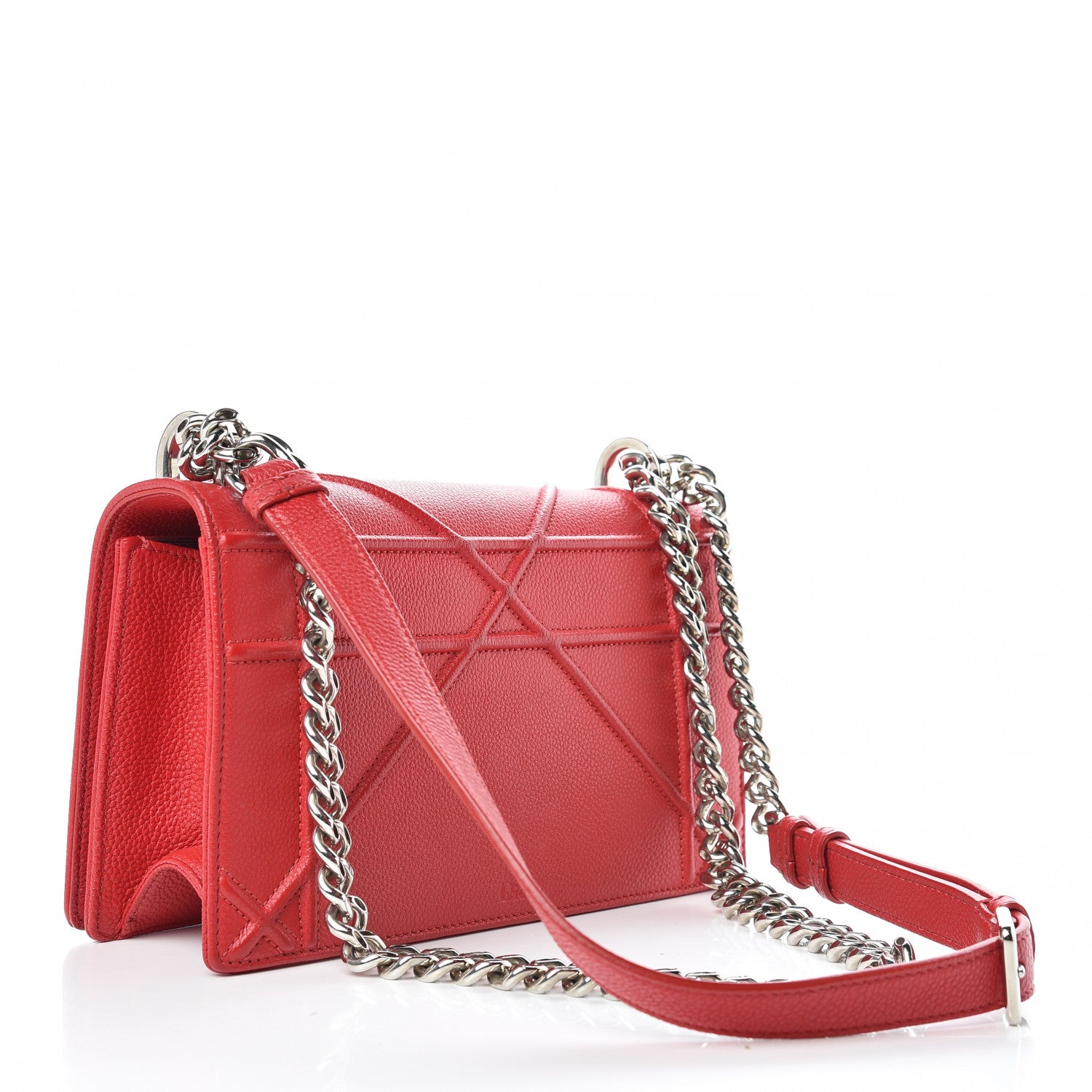 Christian Dior Grained Calfskin Medium Diorama Flap Bag Red 3 of 13