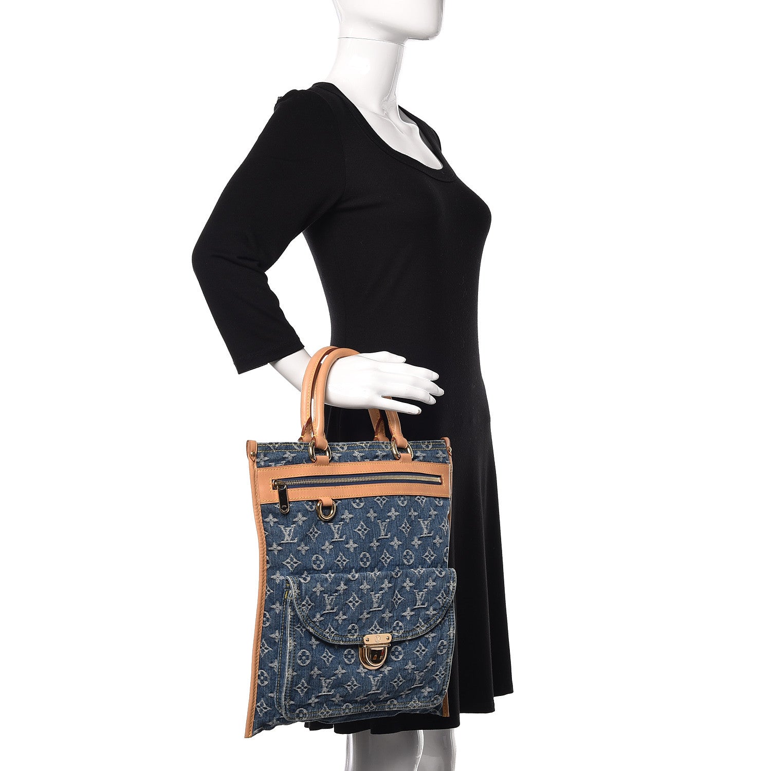 Louis Vuitton Monogram Denim Sac Plat Blue 2 of 11
