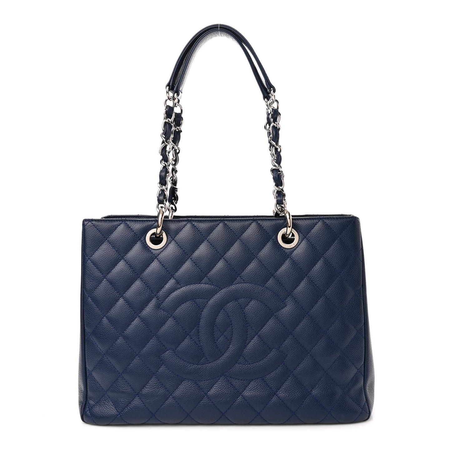 Caviar Quilted Grand Shopping Tote GST Dark Navy Blue