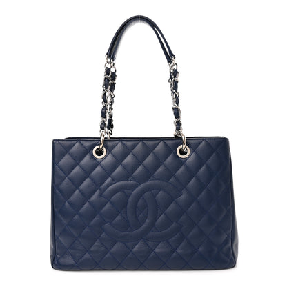 Chanel Caviar Quilted Grand Shopping Tote GST Dark Navy Blue 1 of 11