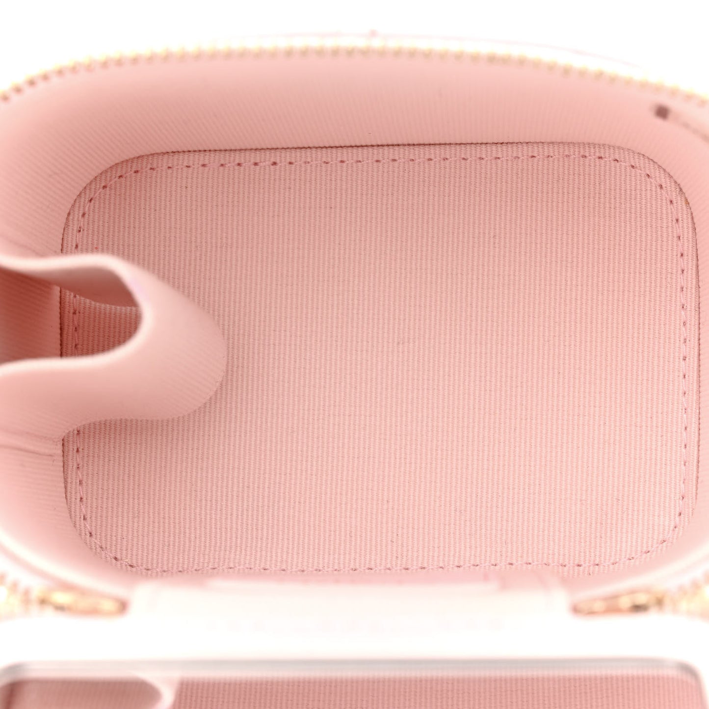 Lambskin Quilted Mini Vanity Case With Pearl Chain Light Pink