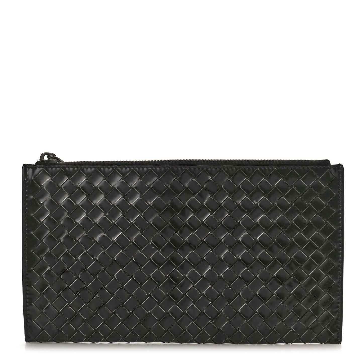 Nappa Intrecciato Flat Zip Pouch Black