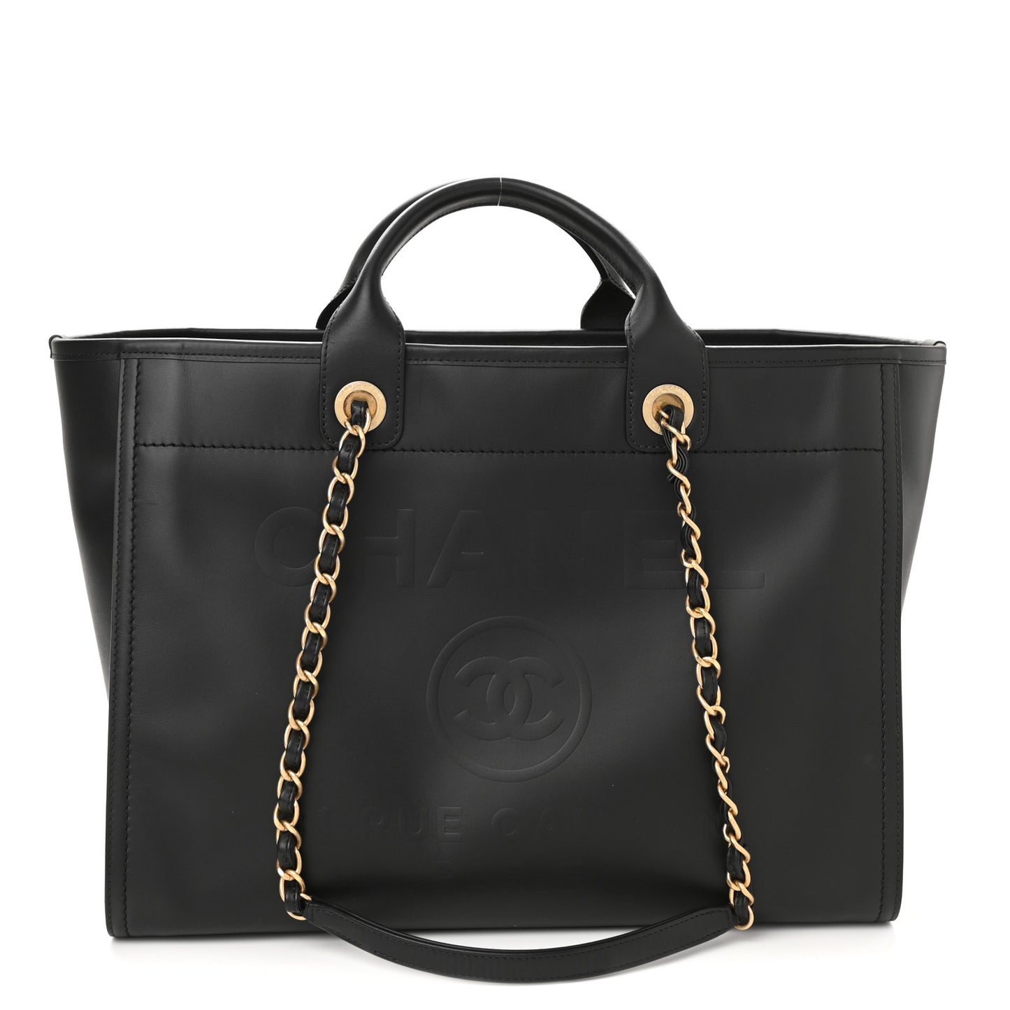 Calfskin Medium Deauville Tote Black