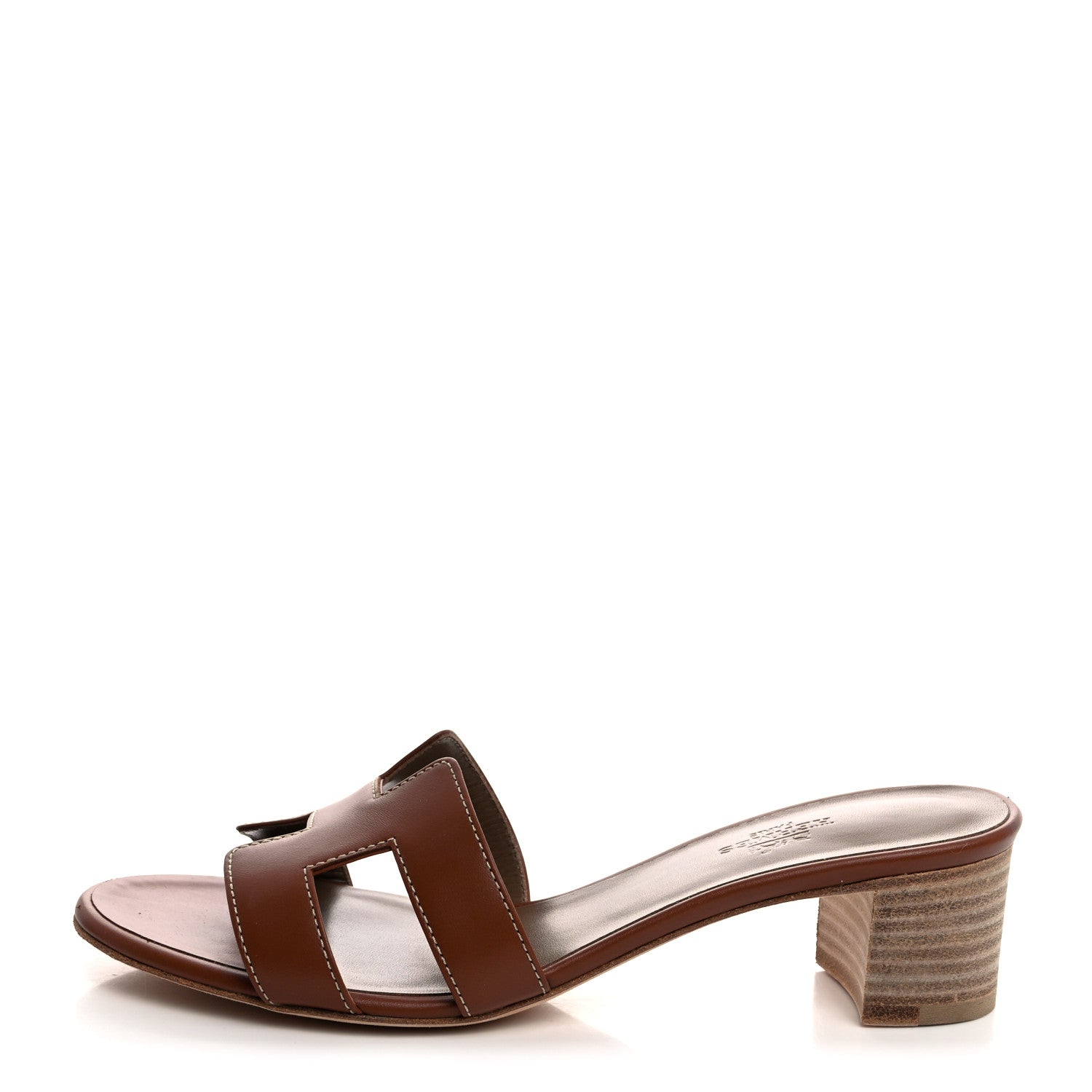 Hermes Calfskin Oasis Sandals 37.5 Gold 1 of 8
