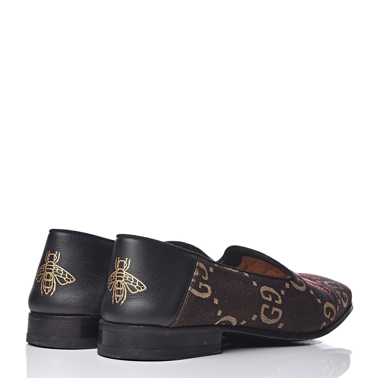 Calfskin Canvas Mens Chambre des Squelettes Loafers 8 Brown Black