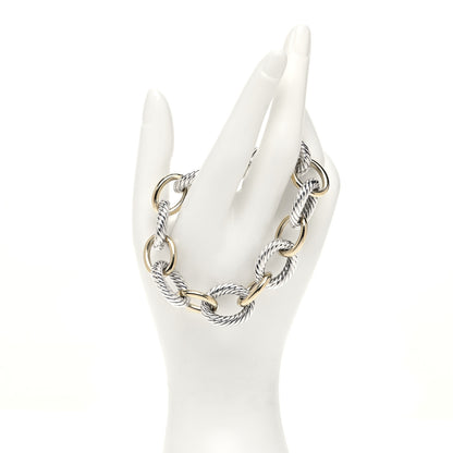 David Yurman Sterling Silver 18K Yellow Gold 17mm Extra Large Oval Link Bracelet 2 of 4