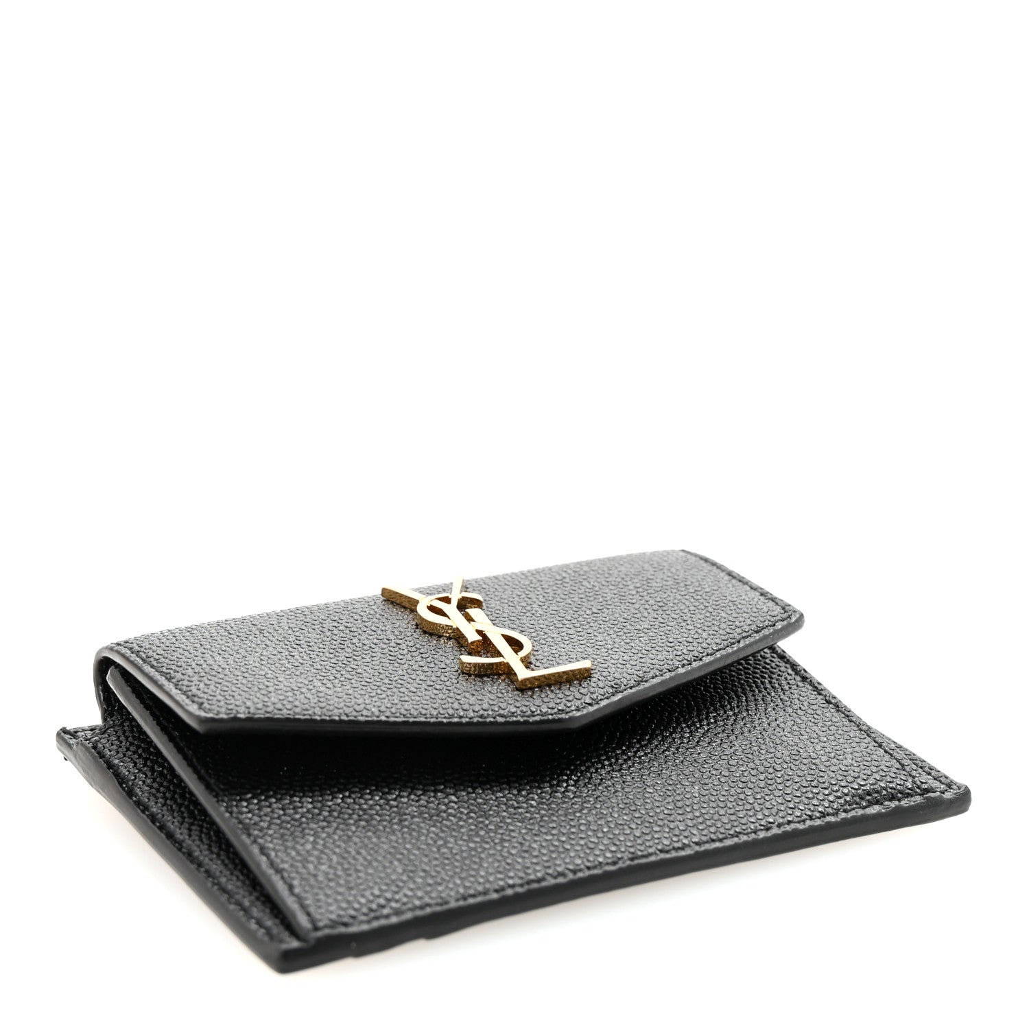 Saint Laurent Grain De Poudre Uptown Monogram Card Case Black 4 of 7
