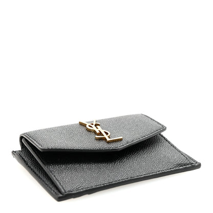Saint Laurent Grain De Poudre Uptown Monogram Card Case Black 4 of 7