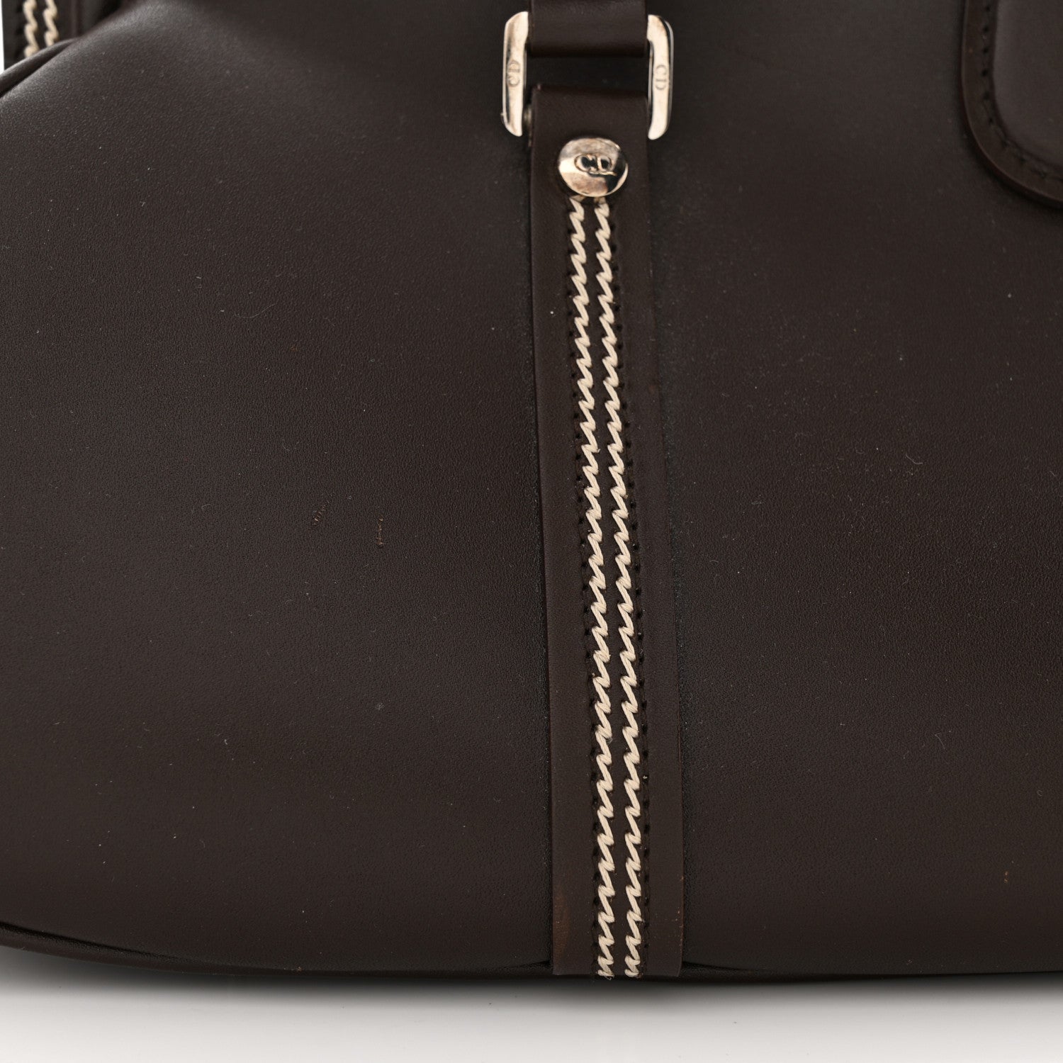 Christian Dior Calfskin Frame Satchel Brown 12 of 13