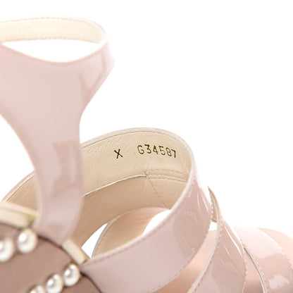 Chanel Patent Calfskin Pearl CC Wedge Sandals 41 Light Pink 9 of 11