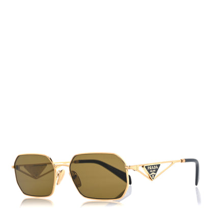 Prada Metal Symbole Triangle Logo Sunglasses SPR A51 Gold Brown 1 of 7