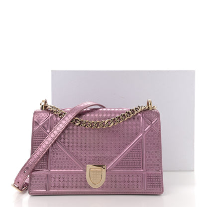 Christian Dior Metallic Patent Micro-Cannage Medium Diorama Flap Bag Pink 13 of 13
