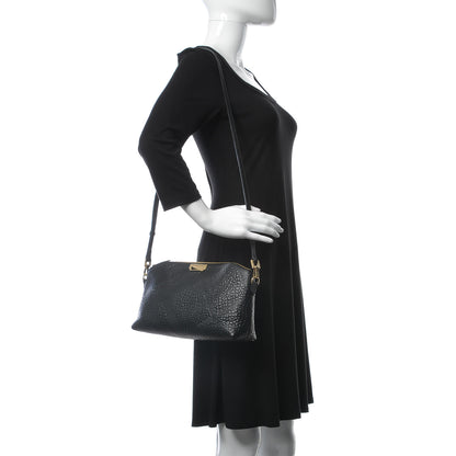 Burberry Signature Grain Calfskin Check Embossed Small Chichester Crossbody Clutch Bag Black 2 of 9