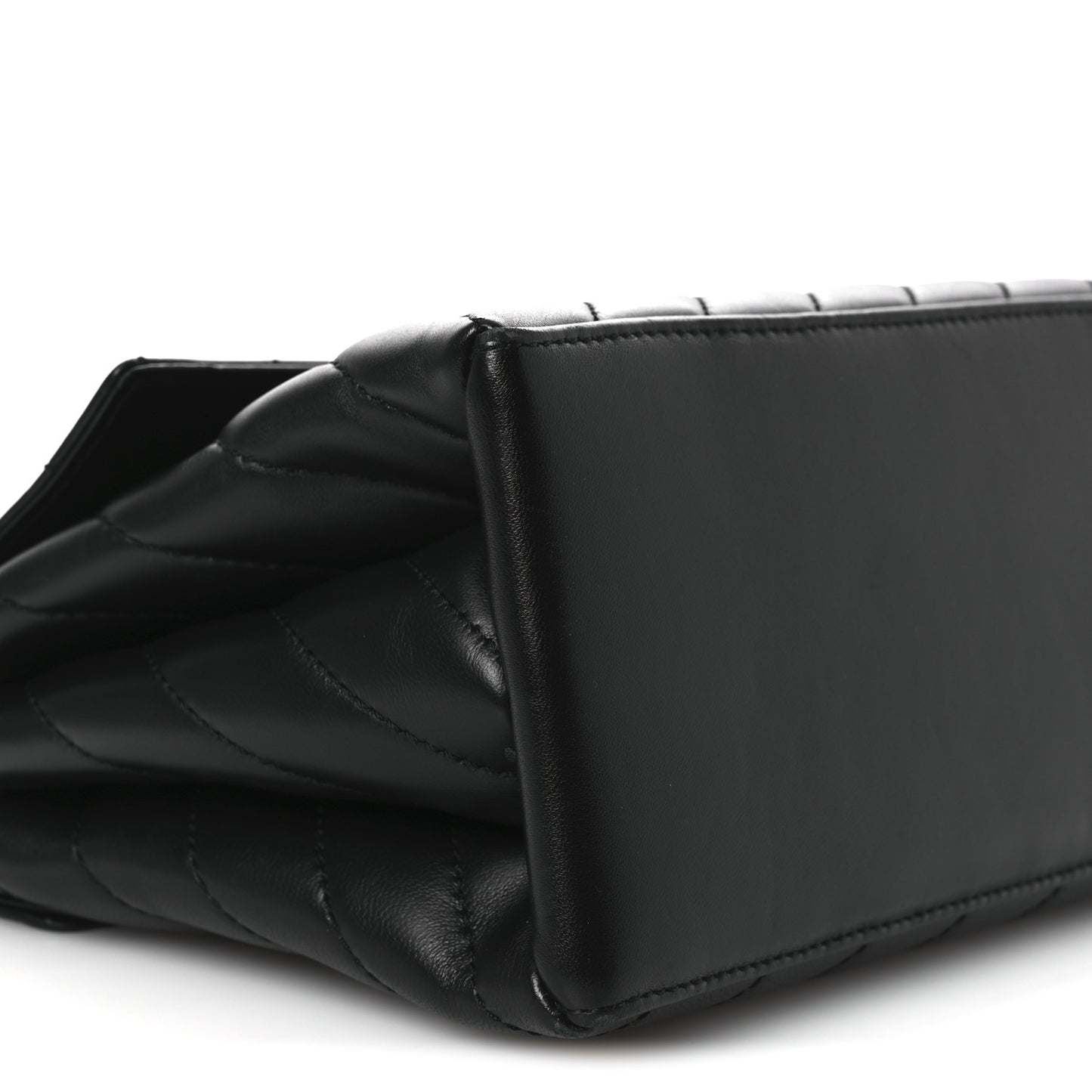 Calfskin Diagonal Quilted Jackhammer 24 Shoulder Bag Black