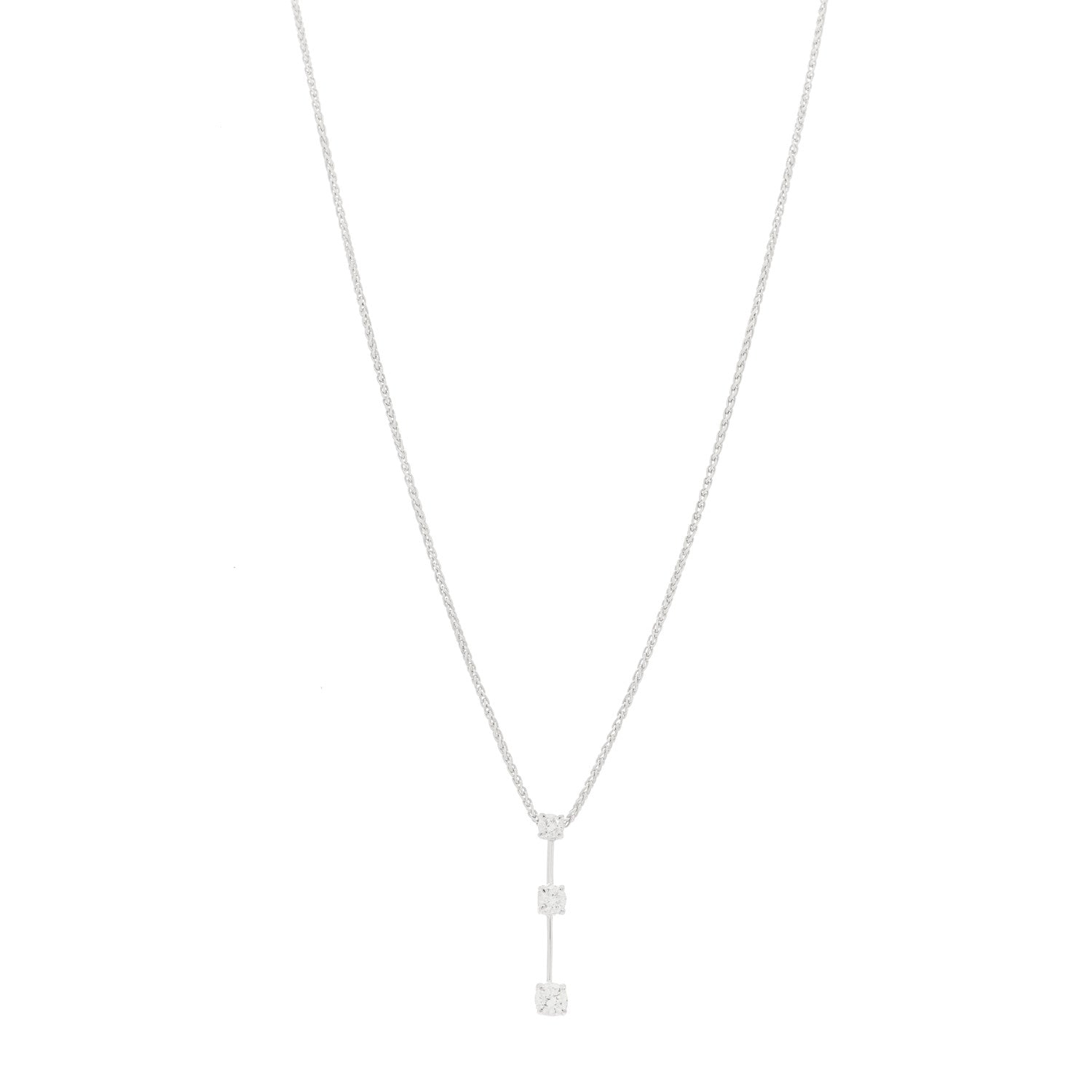 Roberto Coin 18K White Gold Three Diamond Drop Pendant Necklace 1 of 5