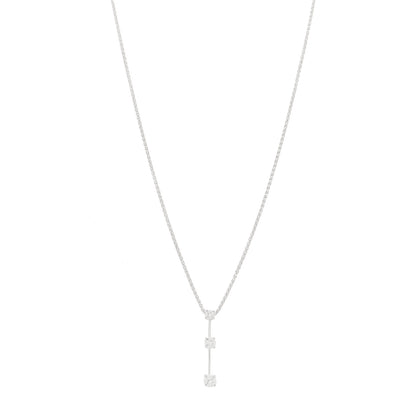 Roberto Coin 18K White Gold Three Diamond Drop Pendant Necklace 1 of 5