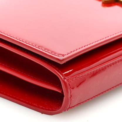 Saint Laurent Patent Calfskin Monogram Kate Wallet On Chain Rouge Eros 8 of 9