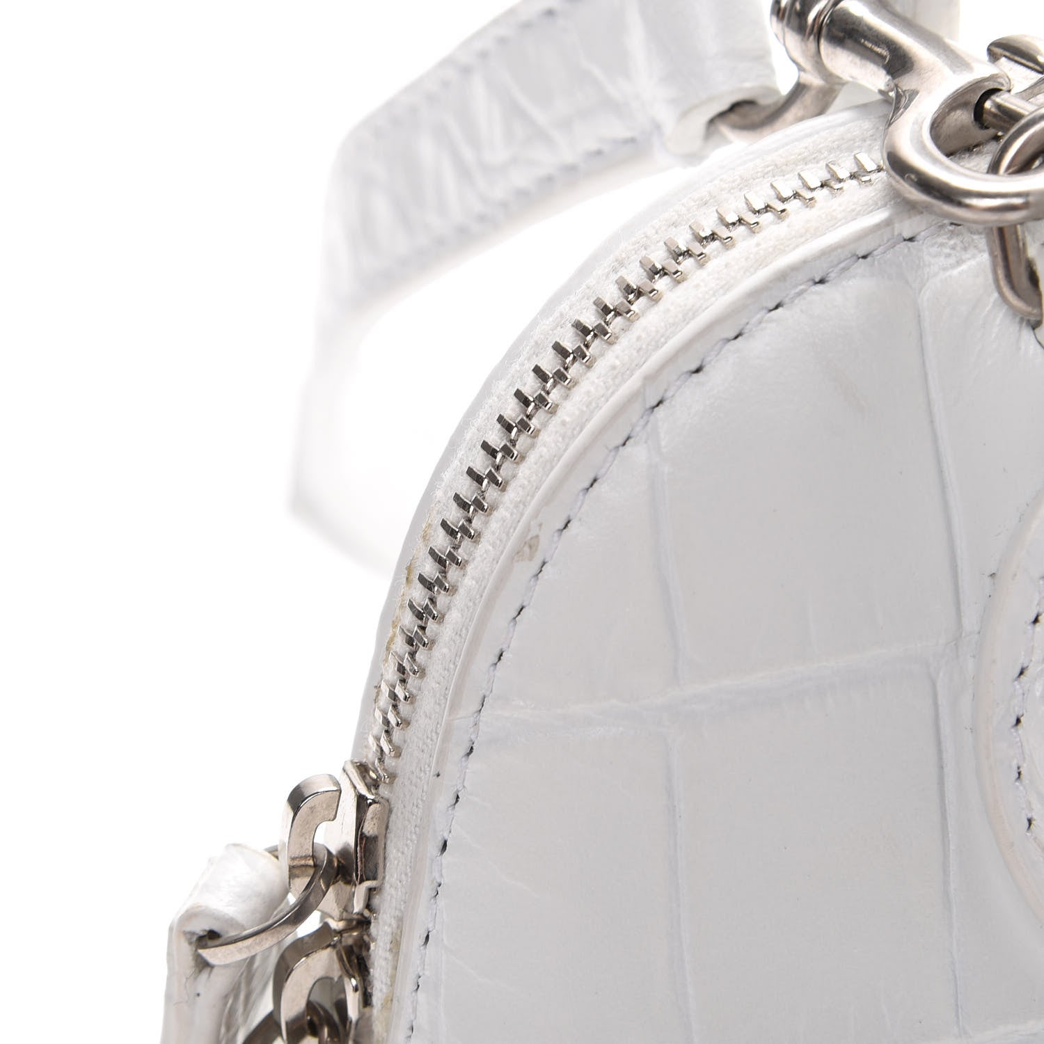 Balenciaga Calfskin Crocodile Embossed XXS Ville Top Handle Bag White Black 11 of 12