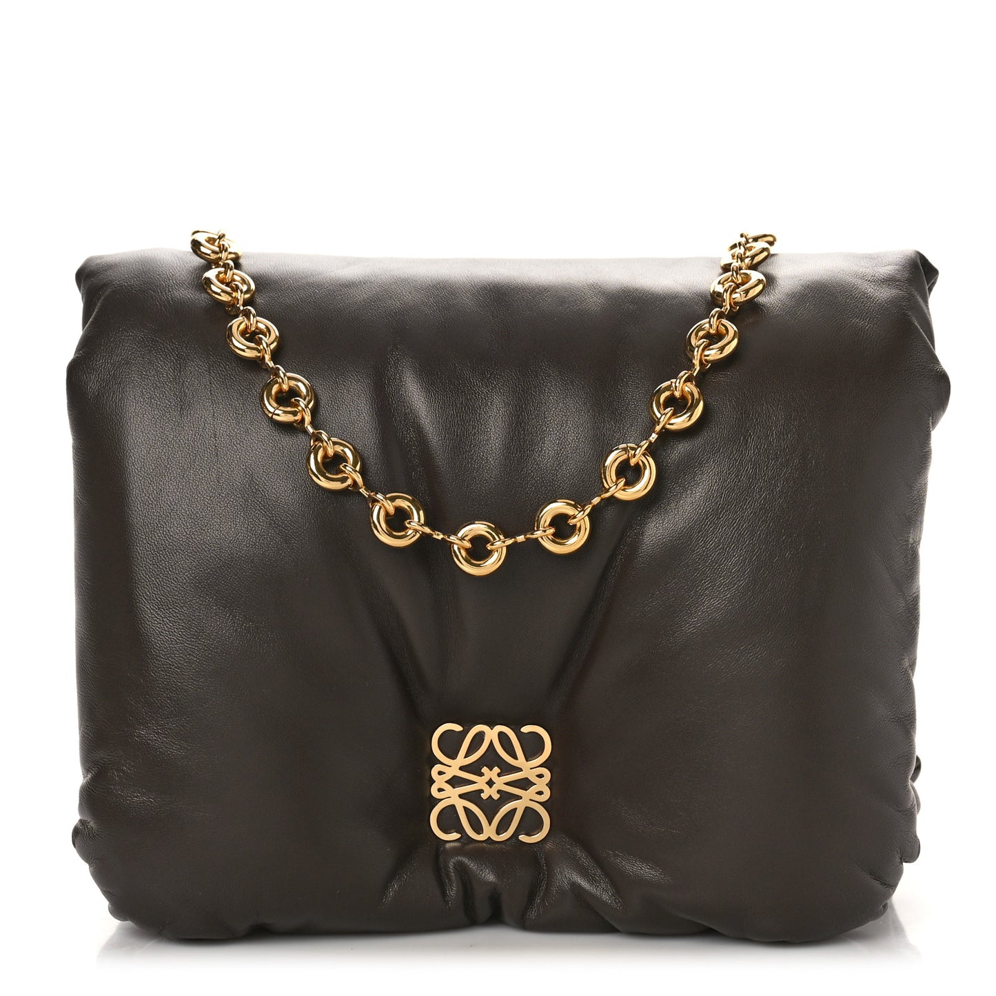 Lambskin Goya Puffer Bag Dark Chocolate