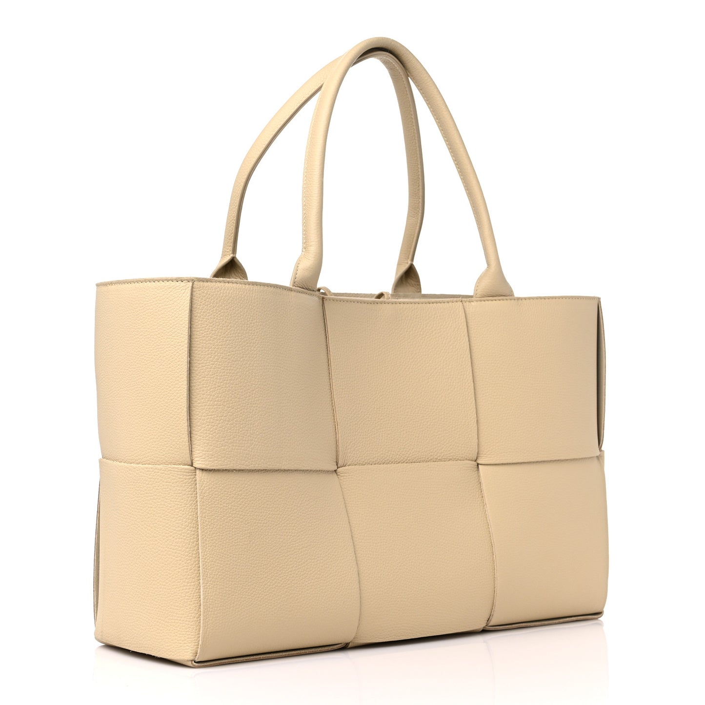 Grained Calfskin Intrecciato Medium Arco Tote Porridge