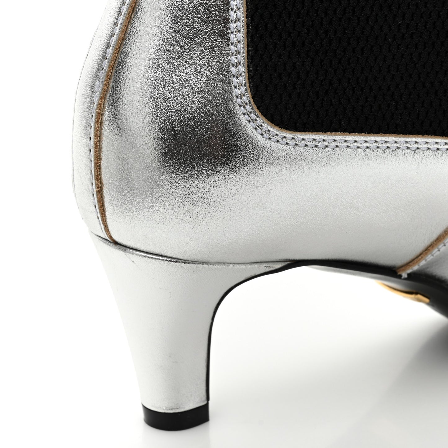 Metallic Calfskin Cordovan Lux Booties 36 Silver Black