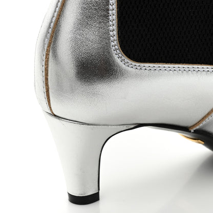 Gucci Metallic Calfskin Cordovan Lux Booties 36 Silver Black 11 of 14
