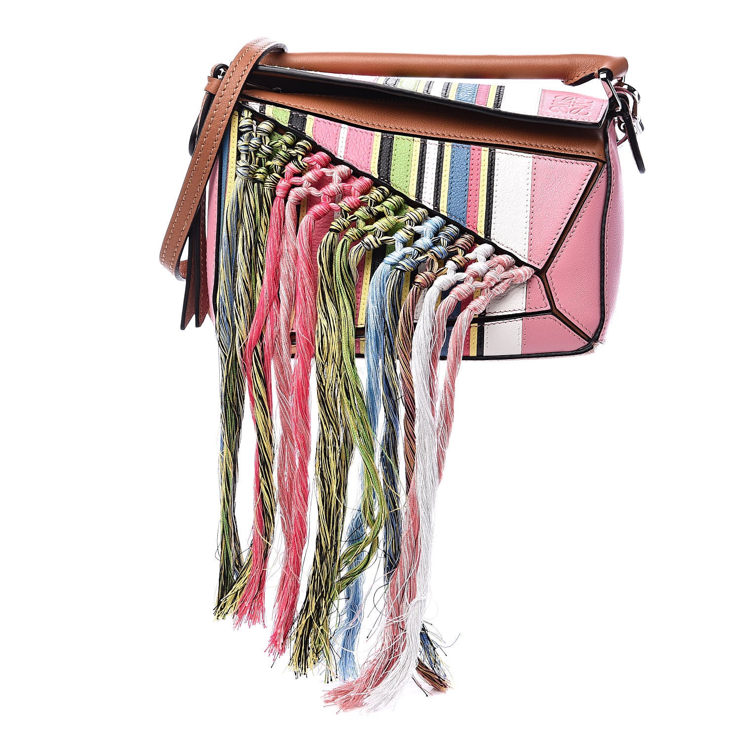Loewe Calfskin Mini Fringe Puzzle Bag Pink Multicolor 1 of 9